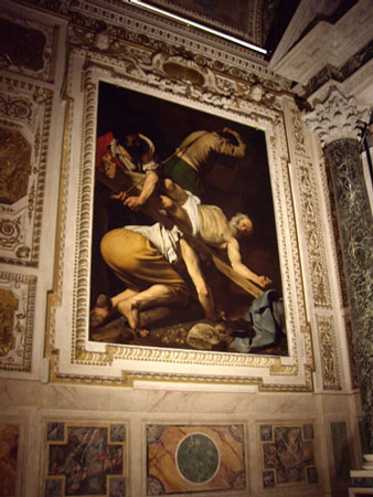 カラヴァッジョの聖ペテロの磔刑＠サンタ・マリア・デル・ポポロ聖堂